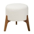 thumbnail image 3 of Baxton Studio Elkie Japandi Cream Boucle Fabric and Walnut Brown Finished Wood Ottoman Footstool, 3 of 8