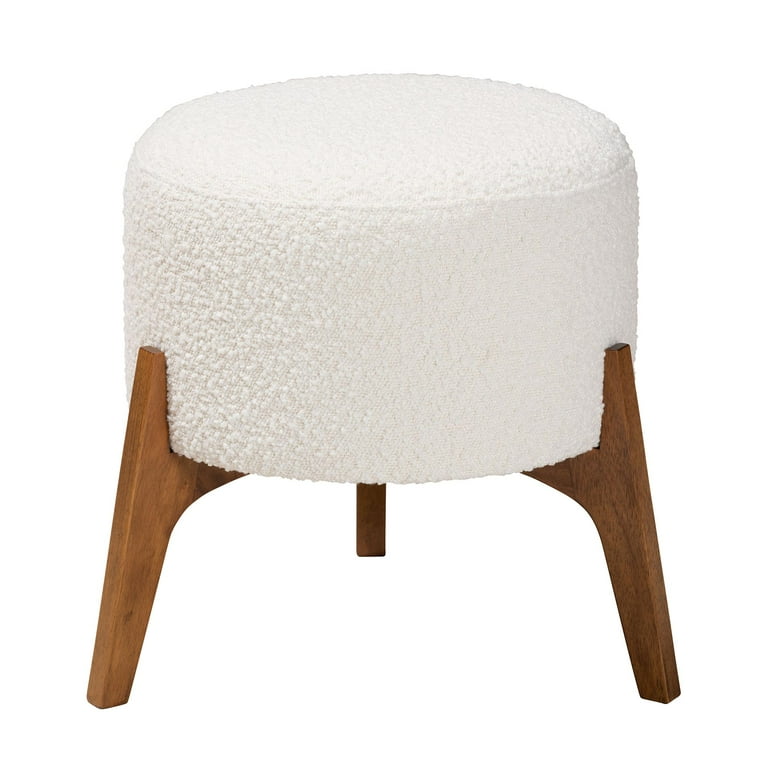 Baxton Studio Elkie Japandi Cream Boucle Fabric and Walnut