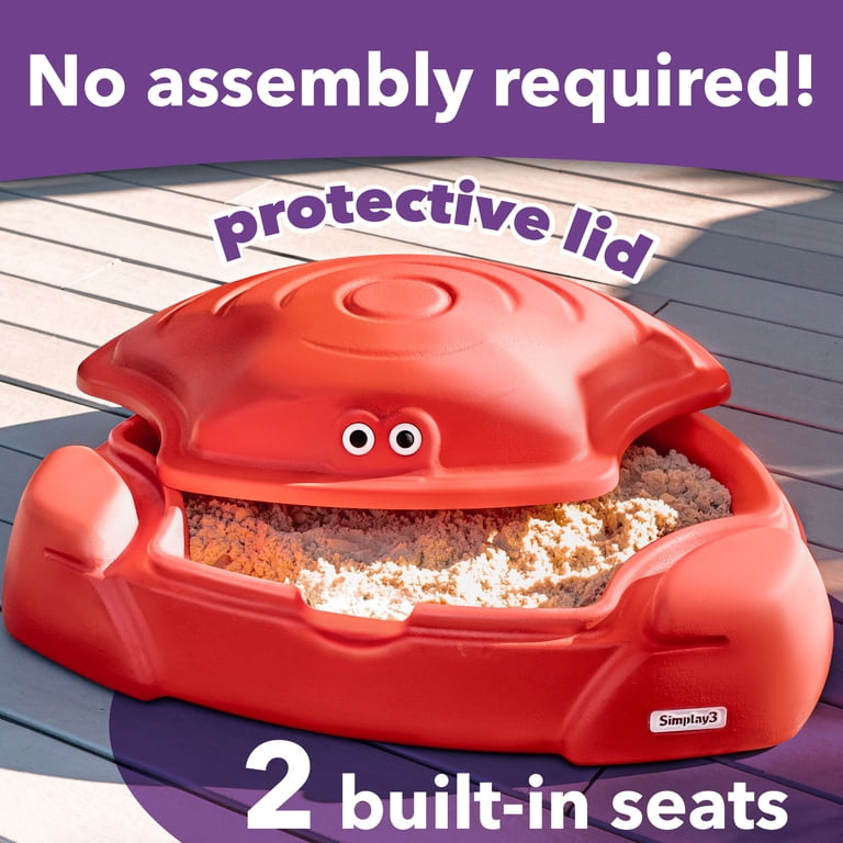 Simplay3 Coastal Crab Red Outdoor Sandbox with Cover for Kids