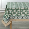 thumbnail image 3 of Ridhi 100% Cotton Hand Block Print Thanksgiving Tablecloth 72"x140" Moss Green, 3 of 7