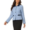 thumbnail image 4 of INSPIRE CHIC Blazer Veste Manteau en Tweed à Col en Velours Élégant pour Femme Bleu G, 4 of 6