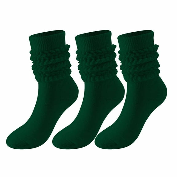 FAZVAOO Womens Socks Kenn High Unisex Warm Knit Socks,Green 3 Pairs
