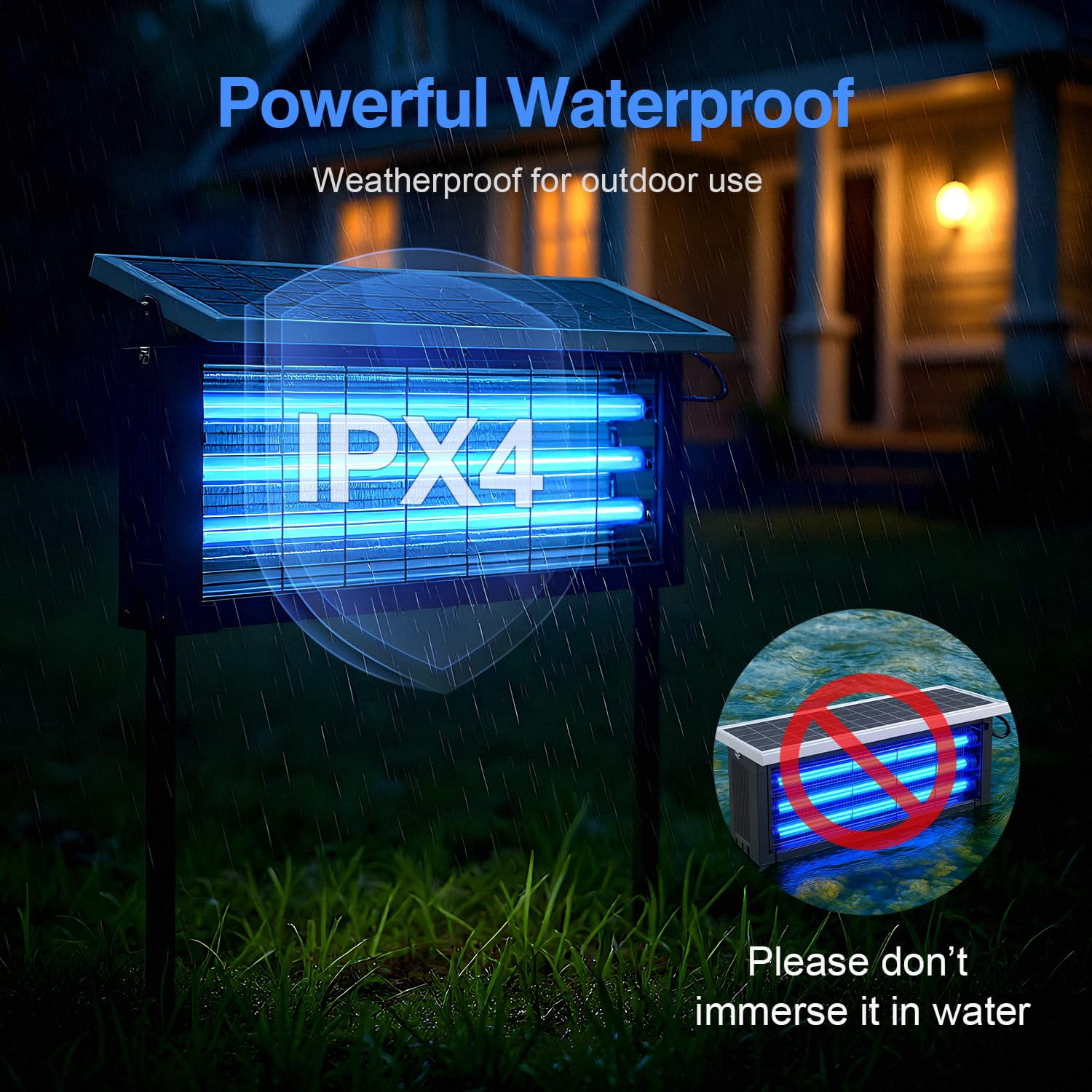 Solar Zapper Outdoor  30w Large Mosquito Electric Killer Waterproof & Portable Fly Rechargeable Flying Insect For Patio Yard Garden Home Camping Black