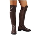 thumbnail image 6 of Fnooota Women's Knee High Boots, Block Heel Non Slip PU Round Toe Fall Winter Shoes Brown Size 8.5, 6 of 7