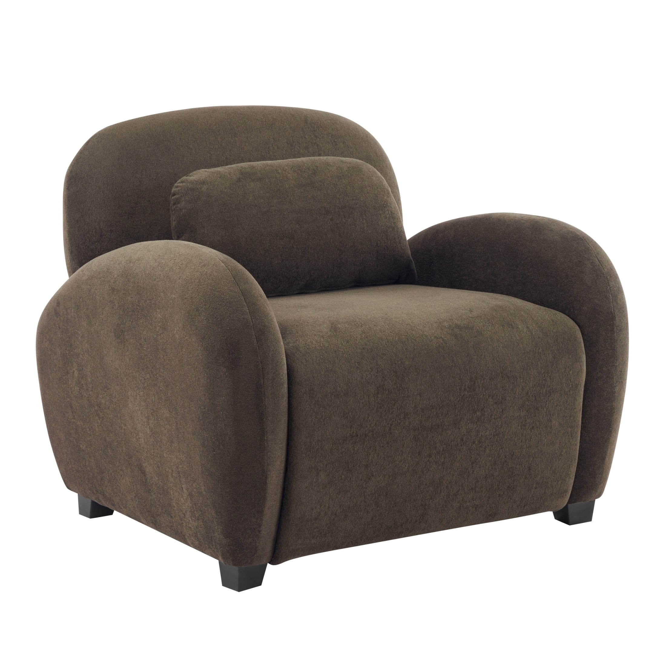 Christopher Knight Home 35" Modern Velvet Accent Armchair with Lumbar Pillow, Rubberwood Legs, Dark Brown, Set of 2