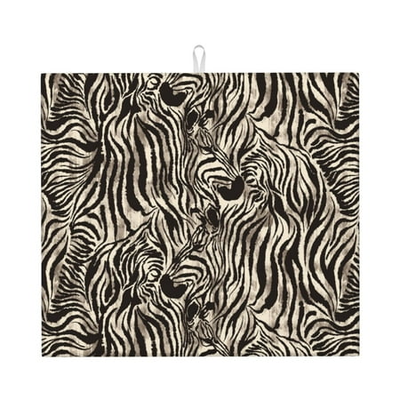 

Lukts Leopard And Zebra1 Print Ultra Water Dish Drying Mat Slip Resistant Pad for Sink Dishes or Under Rack Kitchen Counter Accessories