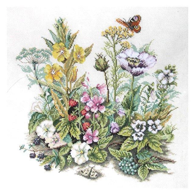 Hilo Algodón Ecológico Bordado No Manchú 11CT Impresión 3 Hebras 40x40cm Kit Serie Flores Punto Cruz