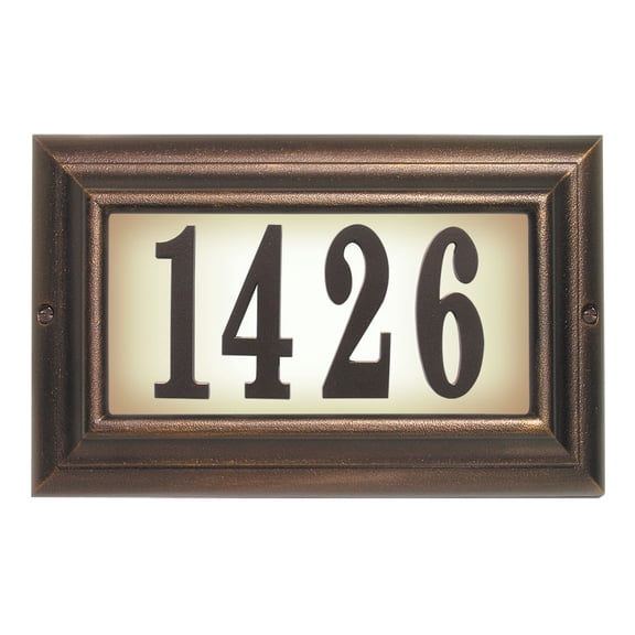 Edgewood Large Lighted Address Plaque In Antique Copper Frame Color