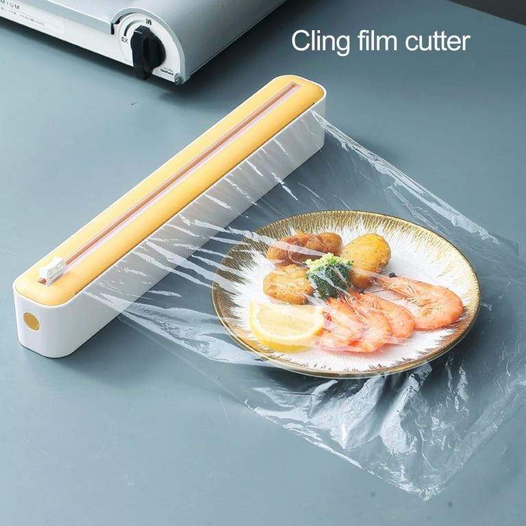 Cling Wrap Cutter Magnetic Back Design Two Way Slider Plastic Wrap Cutting Fridge Mounted Saran Wrap Organizer Kitchen Tool