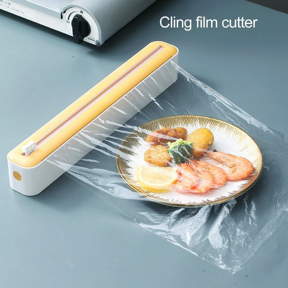 Lubelski S'Accrochent Wrap Cutter Magnétique Arrière Conception à Double Sens Curseur Plastique Wrap Coupe Réfrigérateur Monté Saran Wrap Organisateur Outil de Cuisine