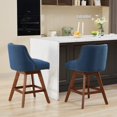 thumbnail image 3 of LEGAHOME Bar Stools Set of 2, 26” Swivel Counter Height Bar Stools with Soft Foam and Steel Spring Core, Modern Bar Stools with Wood Legs for Kitchen Island, Bar, Dining Room, Blue, 3 of 9