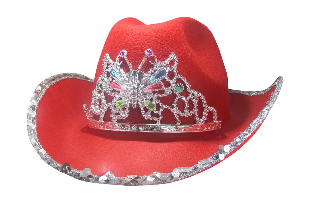 Red cowboy hat with tiara Clearance