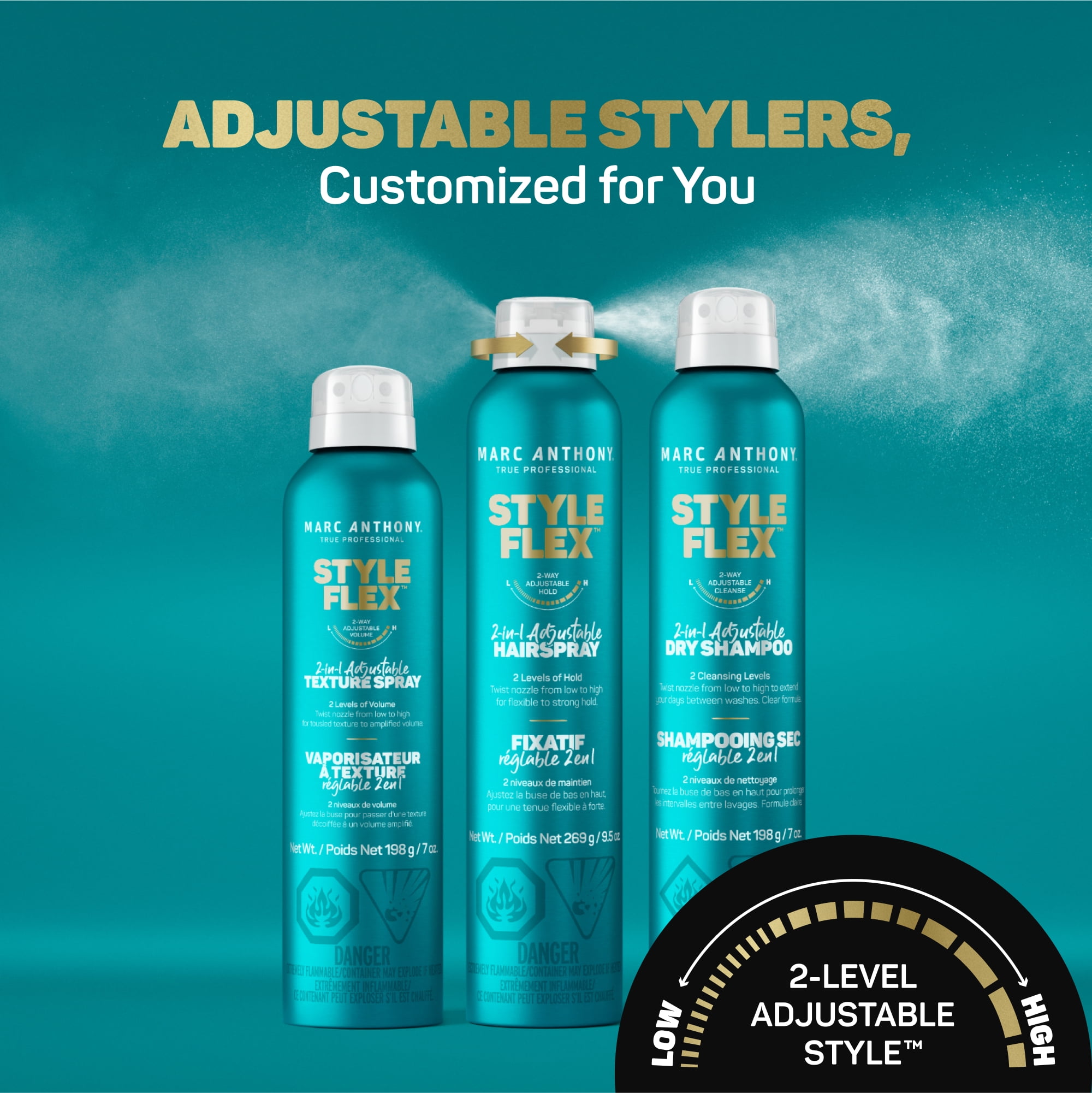 Marc Anthony True Professional Style Flex 2-in-1 Adjustable Hairspray, for All Hair Types, 9.5 oz