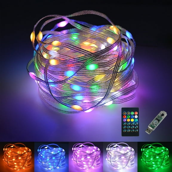 AYAMAYA 100 LED Outdoor String Lights, 32.8 ft Waterproof Fairy Lights Operated with Remote & APP for Indoor Outdoor Christmas Decoration