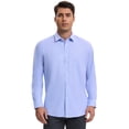 thumbnail image 2 of DARING DIVA Men's Plaid Long Sleeved Button Down Houndstooth Dress Shirts M Light Blue, 2 of 6