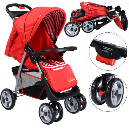 Costway Foldable Baby Kids Travel Stroller Newborn Infant Buggy Pushchair Child (Best All Terrain Stroller For Newborn)