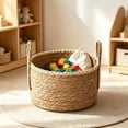 thumbnail image 4 of XKHHLH Seagrass Woven Storage Basket with Handles, Natural Handwoven Round Organizer Basket for Blankets, Toys, Towels, Laundry and Fireplace Wood Home Decor, 4 of 6