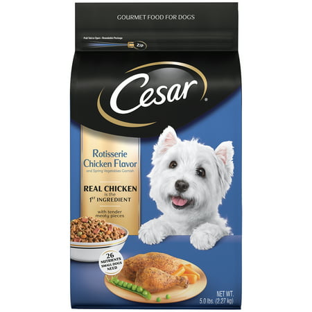 Cesar Small Breed Dry Dog Food Rotisserie Chicken Flavor with Spring Vegetables Garnish, 5 lb. (Best Senior Dry Dog Food Reviews)