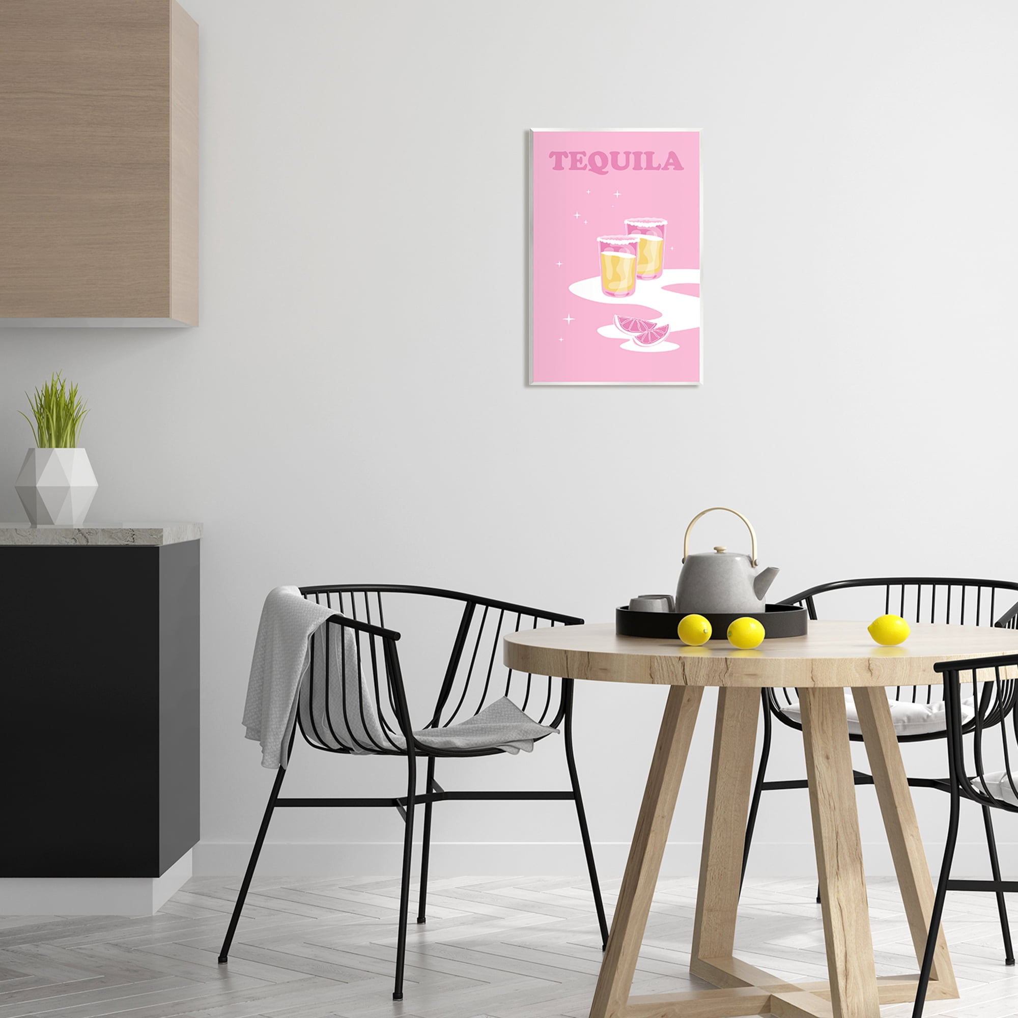 Stupell Industries Bold Pink Tequila Shots Kitchen Cocktail Typography Graphic Art Unframed Art Print Wall Art, Design by Birch&Ink