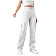 thumbnail image 2 of Pantalones Cargo Mujer Pierna Ancha Elástico Talle Alto Ligero Pantalones De Senderismo Casual Holgado Moda Ropa De Calle Y2k Trajes, 2 of 7