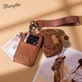 thumbnail image 6 of Wrangler Women's Western Dual Pouch Keychain Wristlet Wallet Embroidered Boot Scroll Design with Zipper Card Holder, Brown, 6 of 6