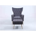 thumbnail image 3 of JERFIT Modern Velvet Accent Chair with Ottoman, Tufted Lounge Chair and Footstool Set for Living Room, Dark Gray, 3 of 5