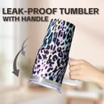 thumbnail image 5 of 20oz Geometric Textured Double Wall Handle Tumbler, Stainless Steel Insulated Travel Coffee Mug Leak Proof Straw Lid, 5 of 5