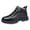 Black, variant on Mens Boots Retro Splice Leather Waterproof Work Dress Booties Warm Furry Lined Antislip Lug Sole Lace up Winter Ankle Boots Black Size 10