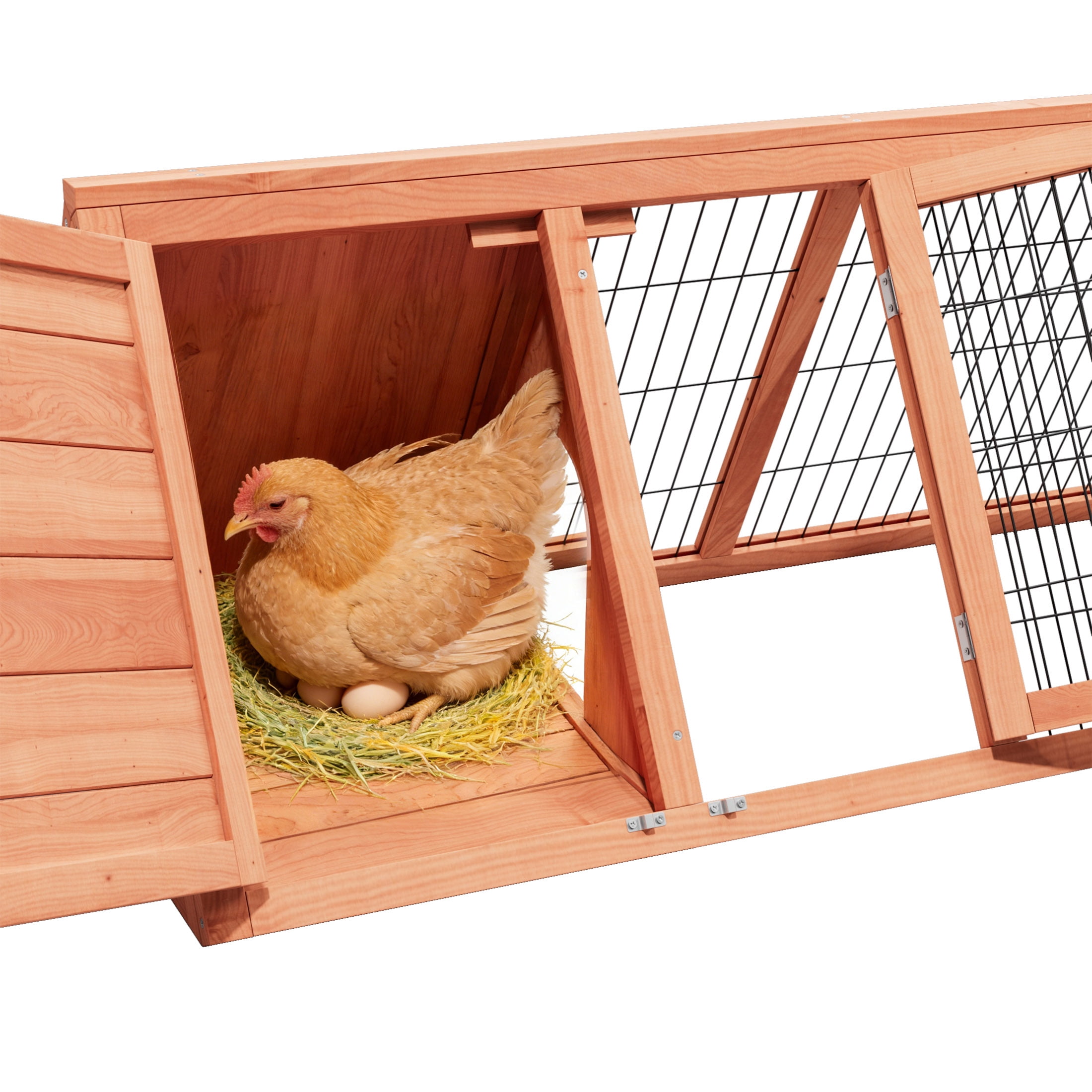 Wooden Tiny Chicken Coop,Mini Duck Hutch with Brooder Cage Wire Mesh for Indoor Outdoor Use,Brown