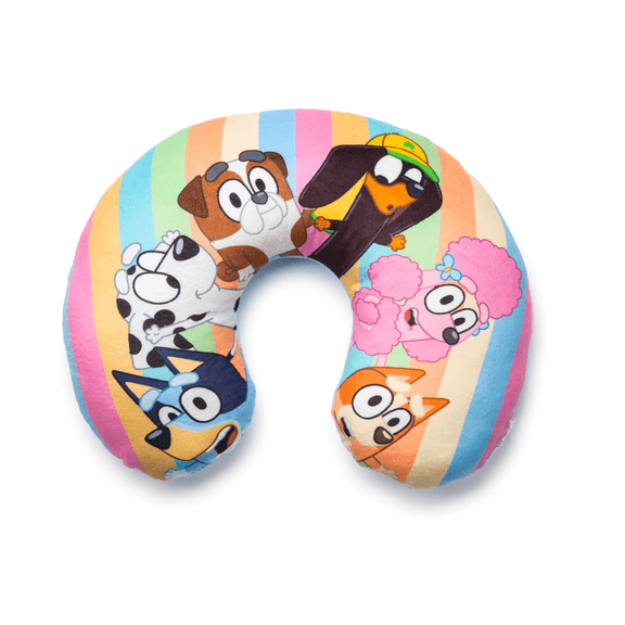 Bluey Kids Travel Neck Pillow - Soft Polyester Support for Car, Airplane & Road Trips - Cute Bluey and Bingo Design - Comfortable Child Neck Support for Ages 3-10