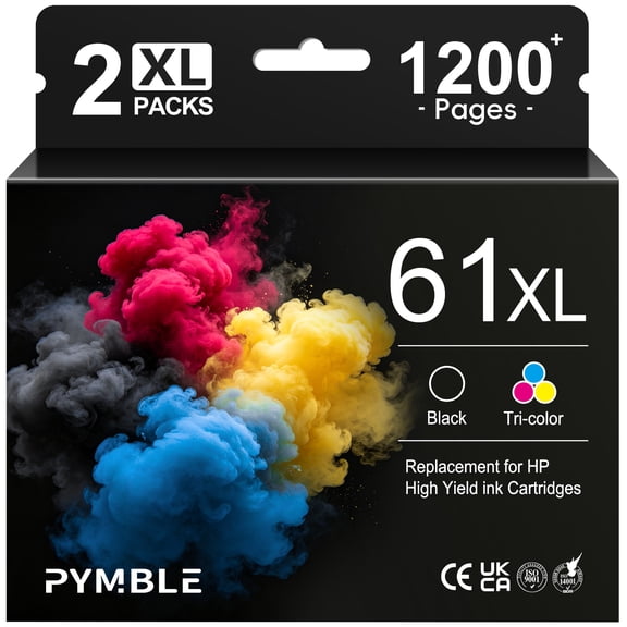 61XL Ink Cartridge Compatible for HP 61 Ink Cartridge Combo Pack for HP 61 Black Ink for Envy 4500 5530 4502 Printer