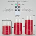 thumbnail image 2 of Homemory Flickering Flameless Candles with String Lights, Christmas Battery Operated Candles, Embedded String Lights LED Candles, Unbreakable Plexiglass Candles with Remote, Set of 3, Red, 2 of 7