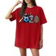 thumbnail image 1 of Women's Football Graphic T-Shirt, Women's Soccer Letter Print Short Sleeve T-Shirt - Casual Summer Neck Top for Sports Fans, Everyday Wear for Soccer Tournament 2026 Red Size: M, 1 of 4