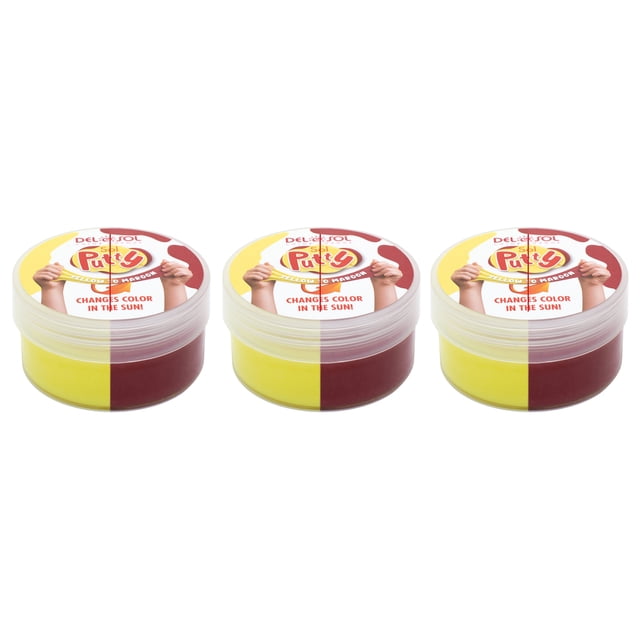 Putty DelSol, color que cambia de color, amarillo a rojo, paquete de 3