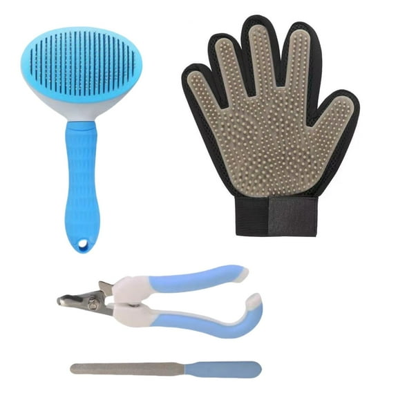 Upgrade Efficient Pet Hair Remover Gloves - Gentle Shedding Brushes for Dogs, Cats Short Hair - 1 Pair (Brown) Brushes and nail clippers