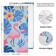 thumbnail image 2 of Cartoon Flamingos Flowers Palm Leaves Hand Towel Absorbent Bath Towels for Bathroom Sports Gym 28" x 14" Set of 2, 2 of 8