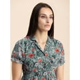 thumbnail image 5 of Moomaya Womens Flared Summer Top, Short Puff Sleeves Collared Tops Asymmetric Blouse, 5 of 8