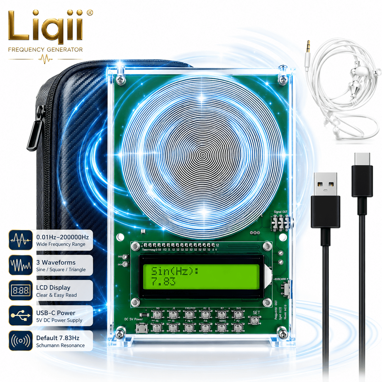 Calminity Frequency Machine & Calminity Frequency Generator - Adjustable 7.83Hz Schumann Resonance Calamity Frequency Generator, Nature Sine Wave Frequency Generator for Sleep (0.01Hz-200000Hz)