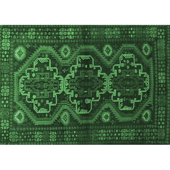 Ahgly Company Indoor Rectangle Persian Emerald Green Traditional Area Rugs, 2' x 5'