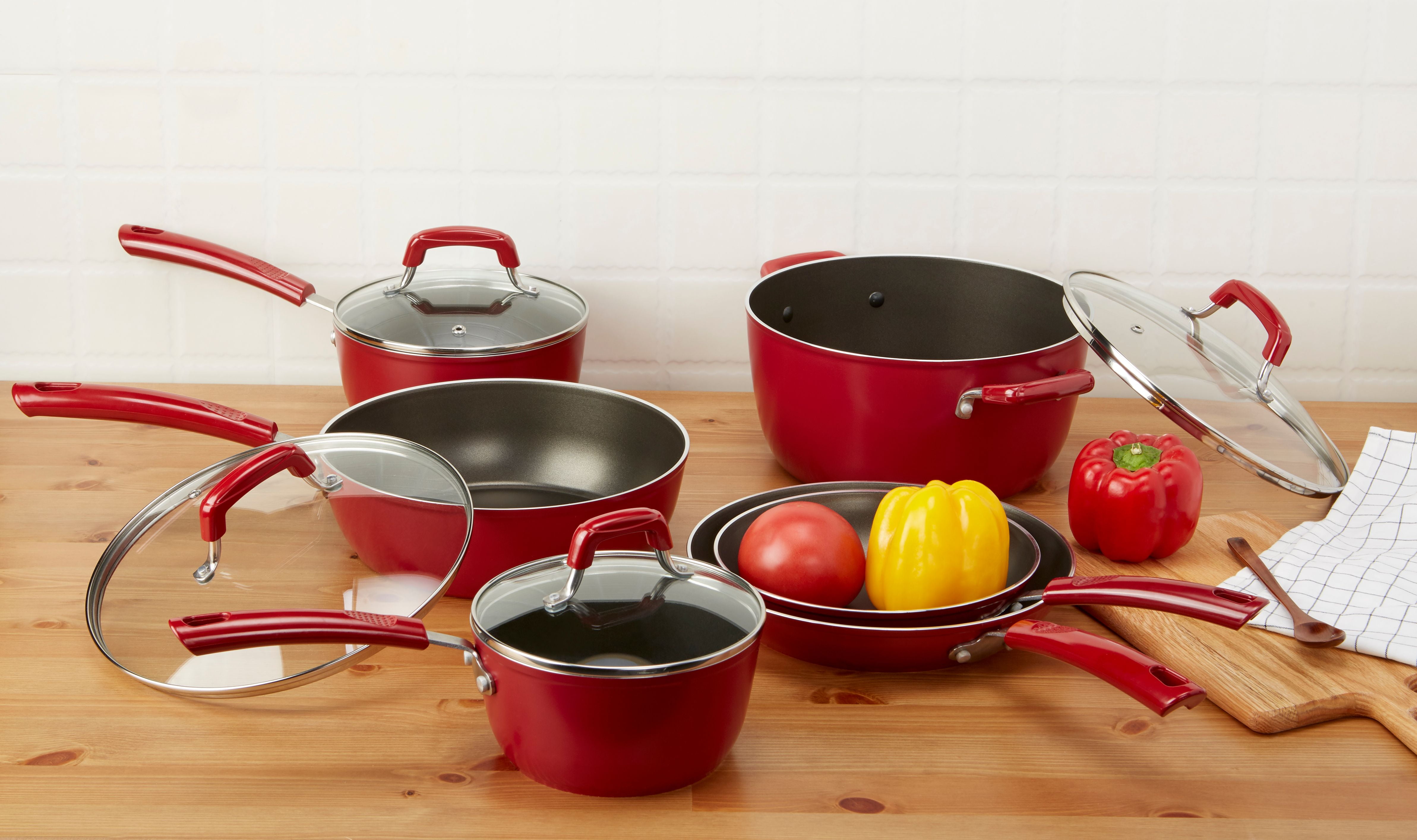 T-Fal Essentials 10-pc. Nonstick Cookware Set, Red, 10pc