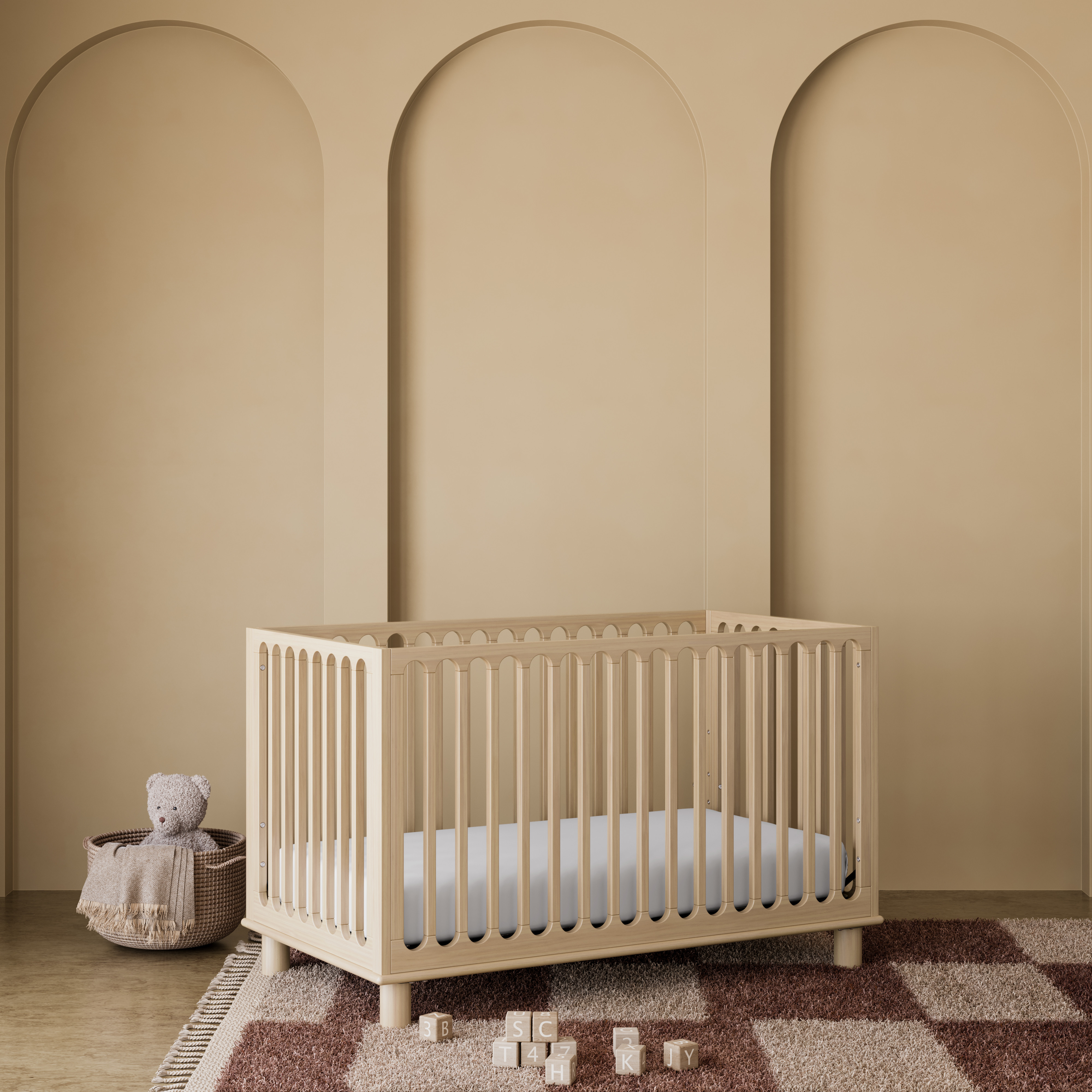 Art of Nursery by Storkcraft Sicily Deluxe 3-in-1 Convertible Crib with Bonus Toddler Guardrail, Driftwood