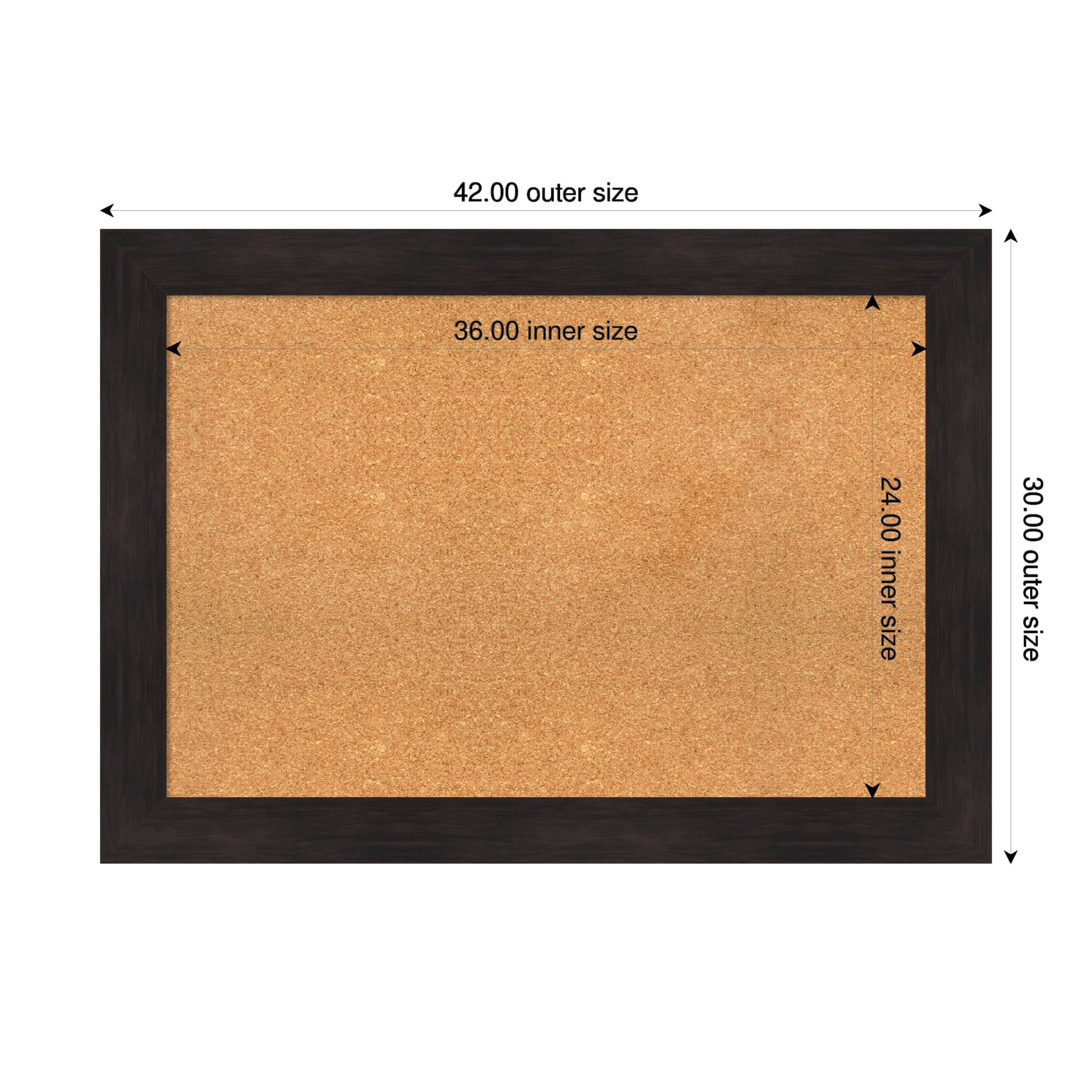 Amanti Art Natural Cork Board Framed Furniture Espresso Bulletin Board 42 in. x 30 in.