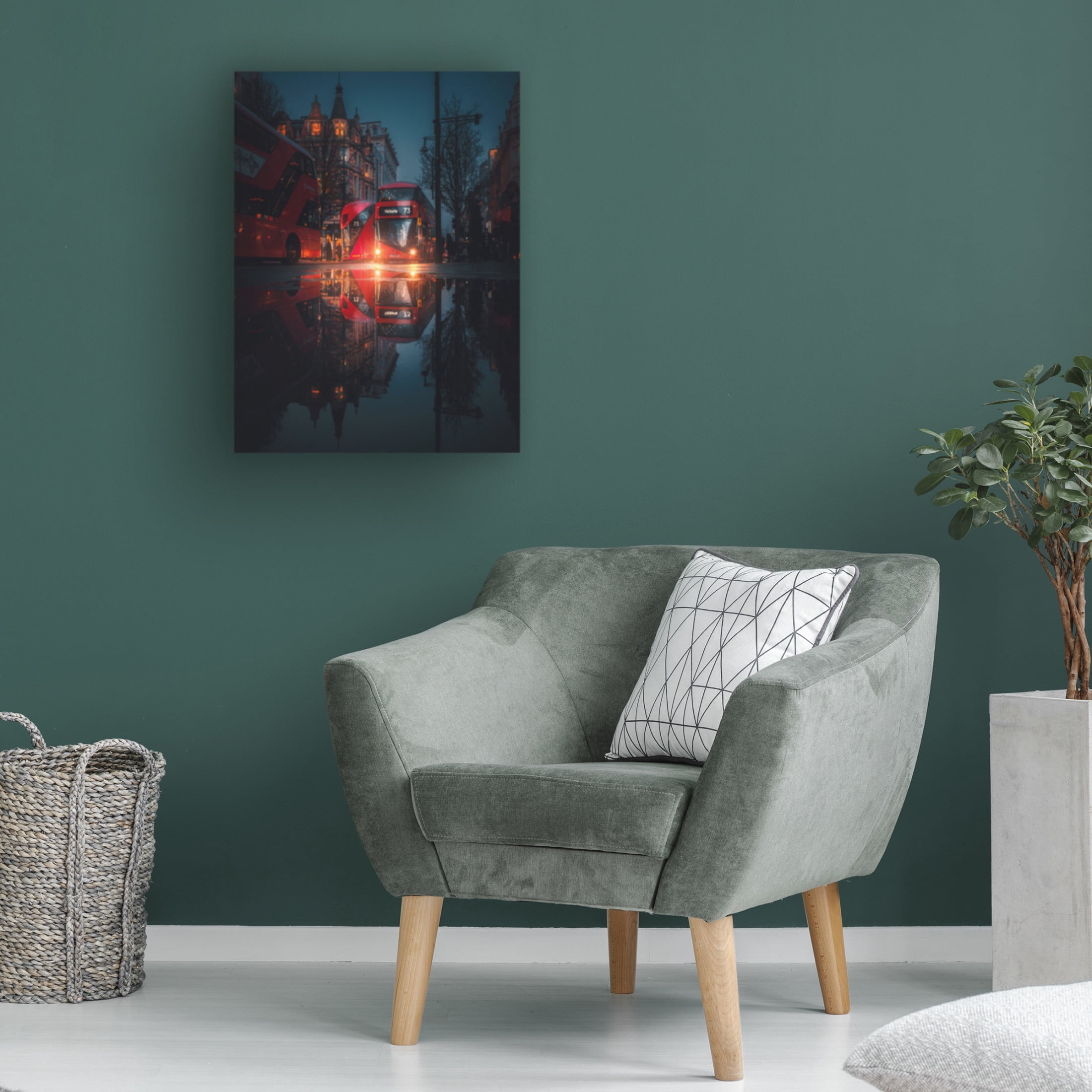 Canvas Wall Art - David George 'London Night Reflections' Wall Art for Living Room, Bedroom, or Office Décor by Trademark Fine Art - 14 x 19 Inches
