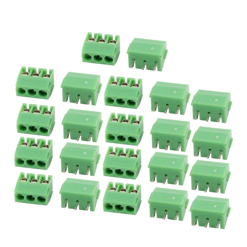 22Pcs 300V 10A 3.5mm Pitch 3P Terminal Block PCB Mount Wire Connection