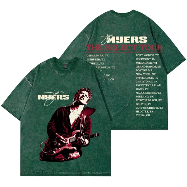 Ty Myers The Select Tour Photo Merch Vintage Wash Tee Verano Unisex Camisetas de algodón de manga corta