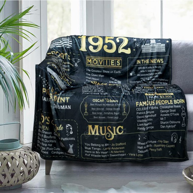 Happy 70th Birthday Gifts for Men Women Blanket 1952 70th Birthday