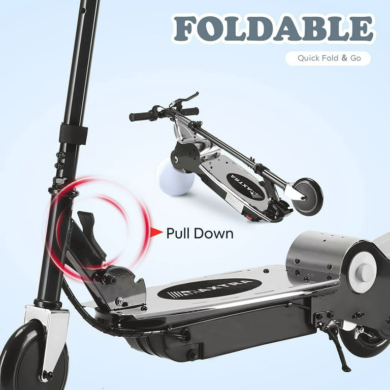 Maxtra Scooters E120 Folding Electric Scooter with Removable Seat for Kids  Ages 6-12, up to 10 MPH, 155 Lbs. Max Load 