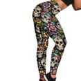thumbnail image 4 of DISNIMO Skull Floral Printed Yoga Pants Leggings for Women Tummy Control High Waisted Workout Leggings Stretch Workout Yoga Pants for Sport, Black, M, 4 of 6