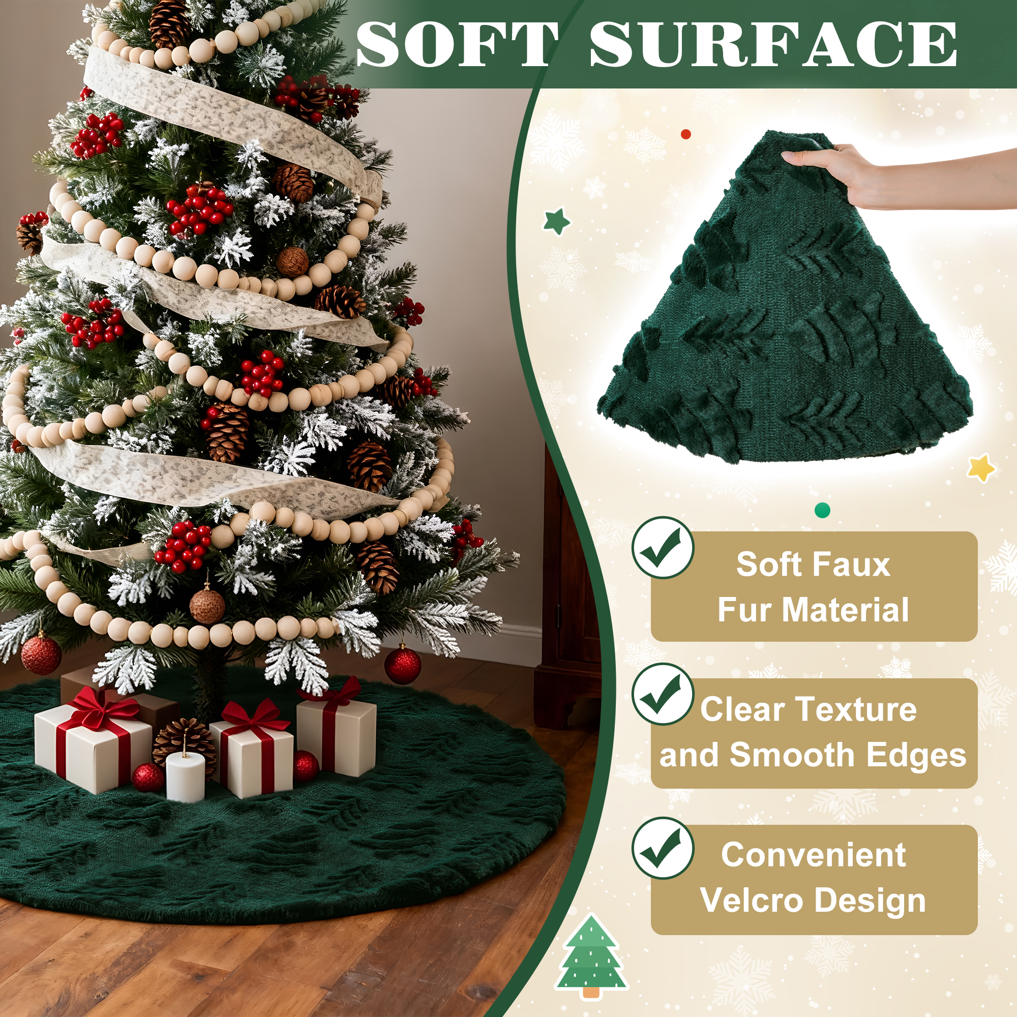 Sanmadrola Green Plush Christmas Tree Skirt, 30 In photo 8