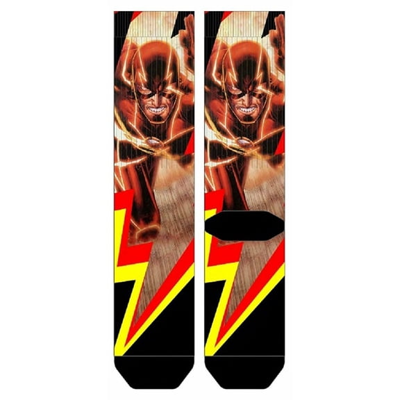 DC Comics The Flash Bolt Logo Premium Sublimated Men's Crew Socks